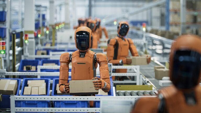 AI-enabled Humanoid working at fulfillment center