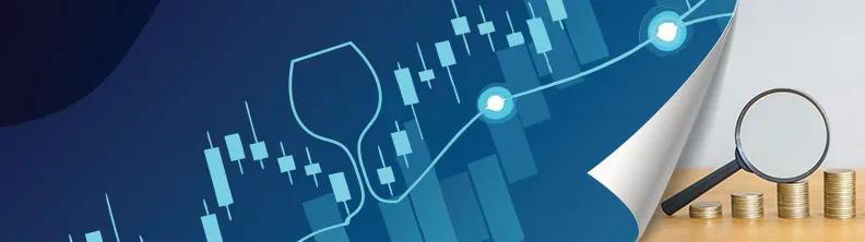 Illustration d’une page de magazine que l’on tourne : Statistiques créatives avec un verre de vin 