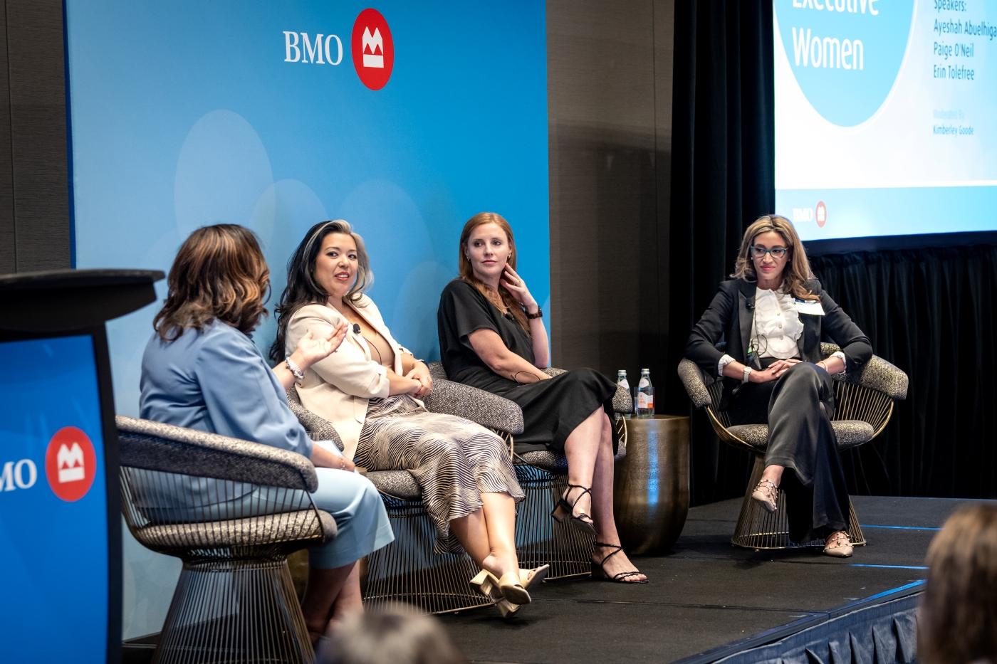 Les panélistes discutent de la création d’une marque d’entreprise et personnelle lors du 10e Forum BMO pour les femmes cadres.