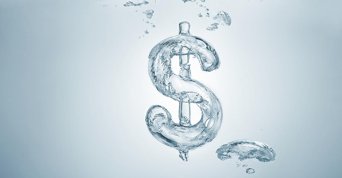 water shaped as dollar symbol