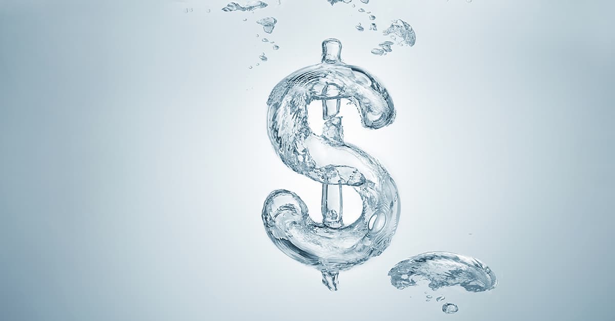 water shaped as dollar symbol